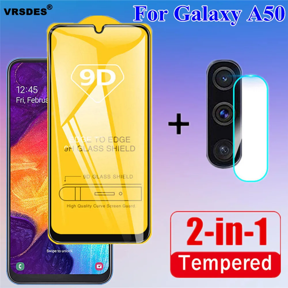 2 в 1 для Samsung Galaxy SAM A50 A505F пленка объектива камеры и 9D защита экрана защитное