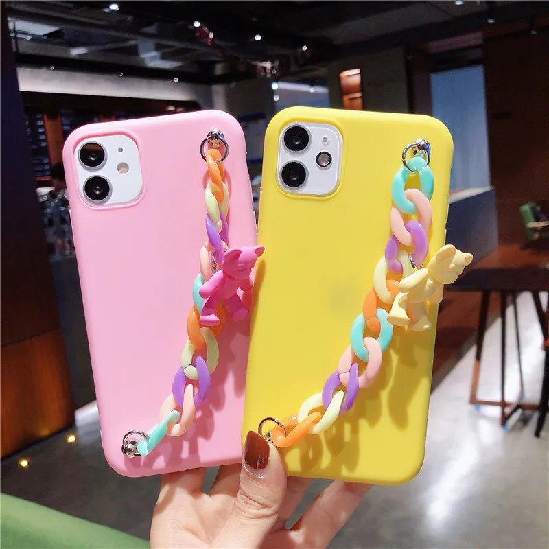 

3D Rainbow bracelet bear soft phone case For Samsung Galaxy A5 A6 A7 A8 PLUS A9 2018 J4 J6 J7 Prime cover
