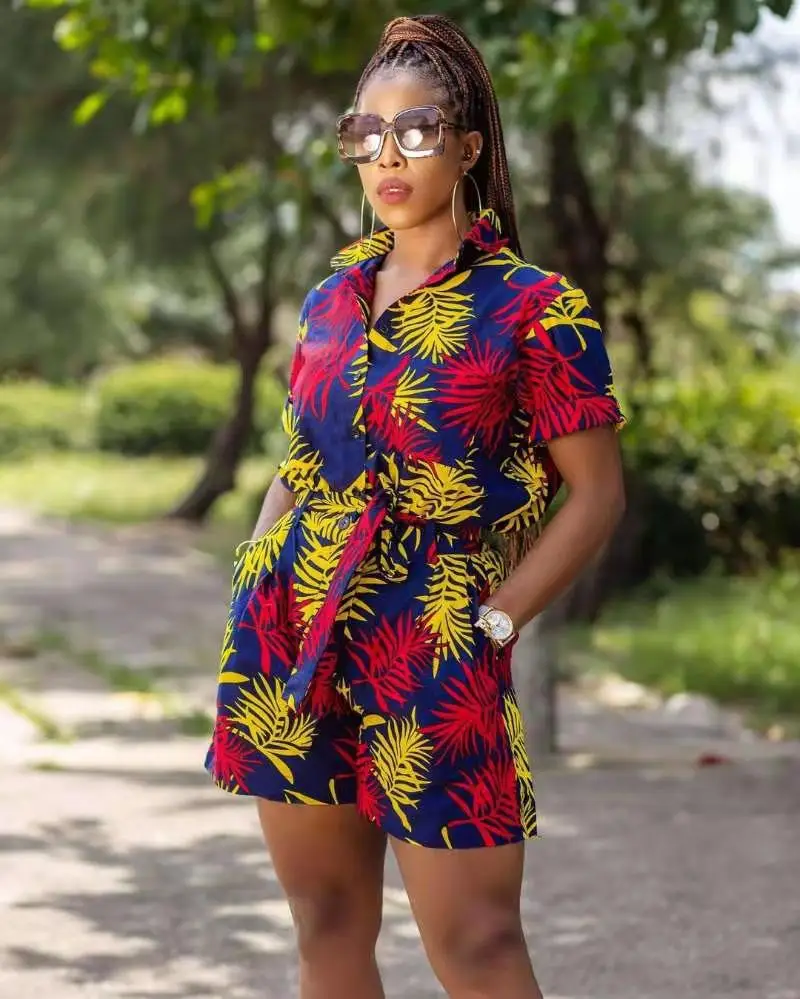 

Новинка лета 2021, модный Африканский Женский комплект из двух предметов с принтом из полиэстера, топ и брюки, африканская одежда для женщин