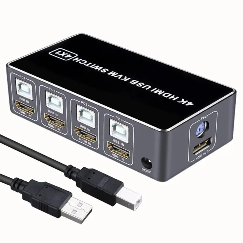 4 портовый квм переключатель 4K USB в 1 выход популярный HDMI совместим с клавиатурой