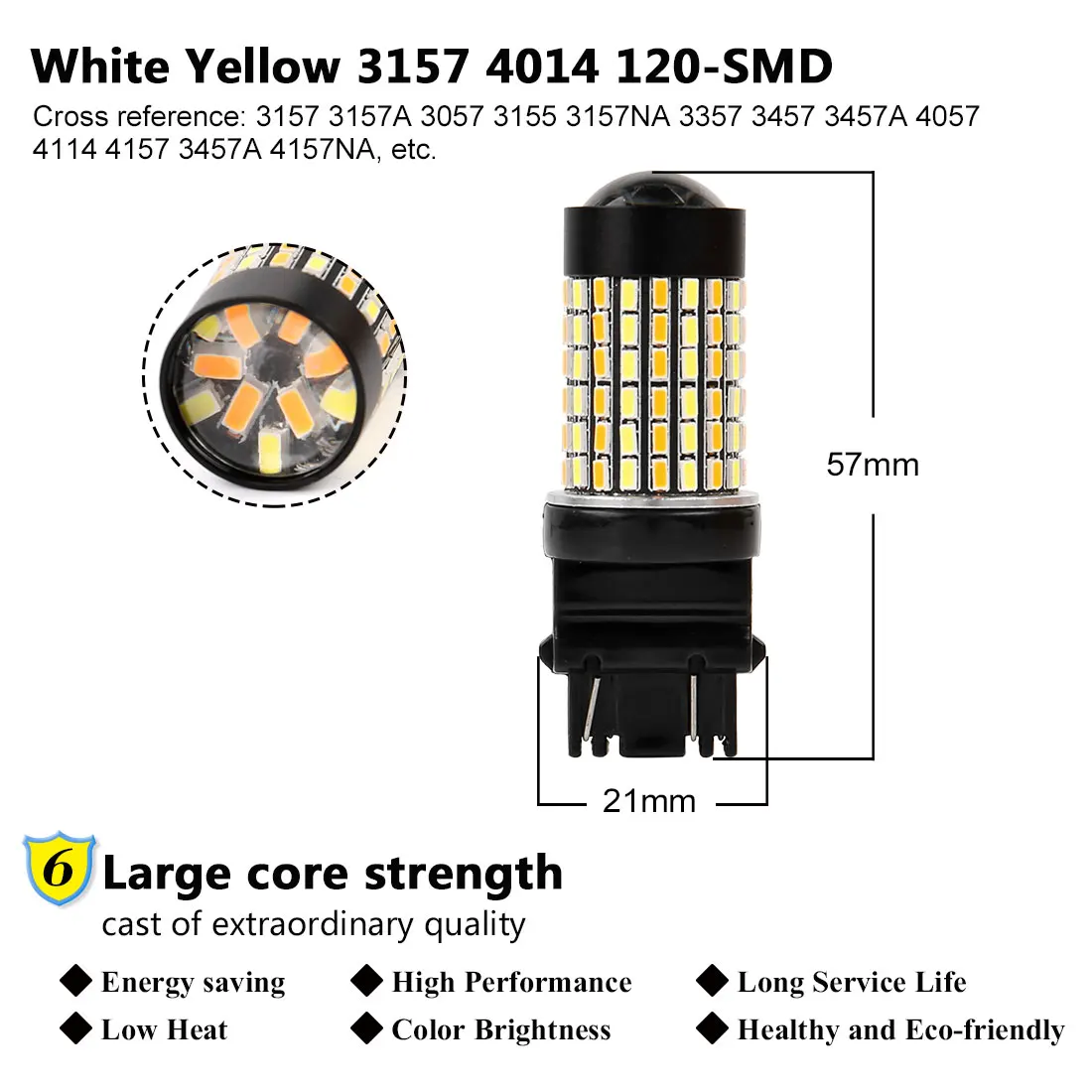 X AUTOHAUX 2шт 3157 120 4014-SMD-LED желтый белый автомобильный светильник с поворотным