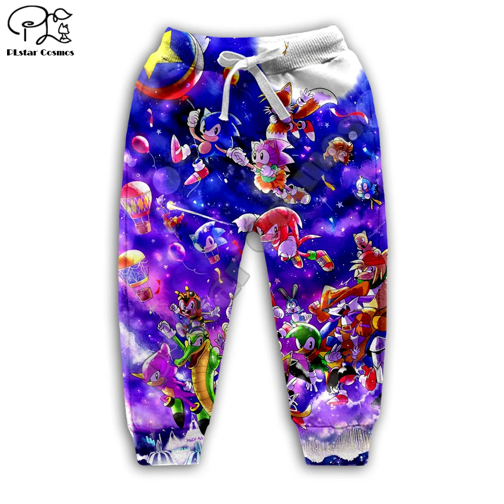 

Kids Super Sonic 3d Hoodies Children Set family t shirts zipper coat Pullover Cartoon Sweatshirt Tracksuit/pants shorts tops S12
