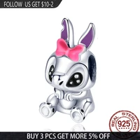 new 2021 hot silver color cute bow rabbit charms beads fit original 925 pandora braceletbangle making diy women jewelry gift