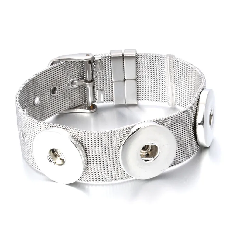 Распродажа браслеты унисекс со сменными кнопками 18 мм из нержавеющей стали для