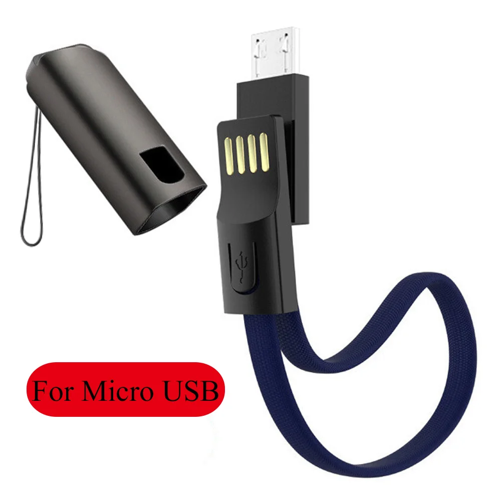 Blue-Micro Шнур кабель для передачи данных, милый маленький 0,2 м Тип C зарядный кабель передачи данных 2.4A мобильного телефона Быстрый зарядный кабель Micro USB Redmi Note7 - Цвет: Blue-Micro