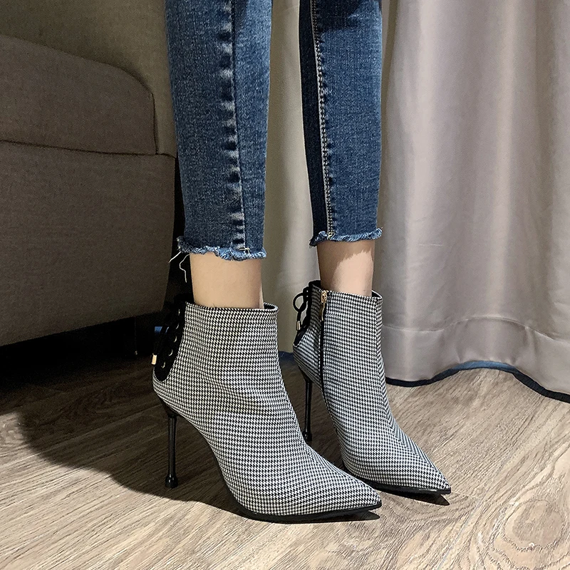 Ankle boots for women high heel black 2020 chelsea Autumn Winter Warm Women Boots Pointed |