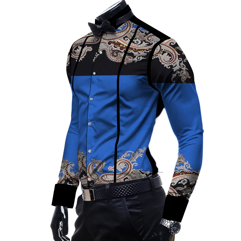 Африканская одежда Дашики Модные мужские формальные рубашки длинный рукав