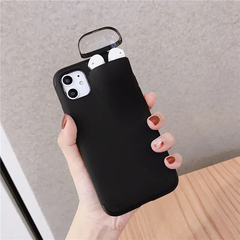 Роскошный чехол Airpods жесткий силиконовый для Apple iPhone 11 Pro Max 6 S 7Plus 8Plus X XS XR AirPods с