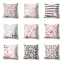 cute pink color cartoon print cushion cover polyester decorative for sofa seat soft throw pillow case cover 45x45cm home decor