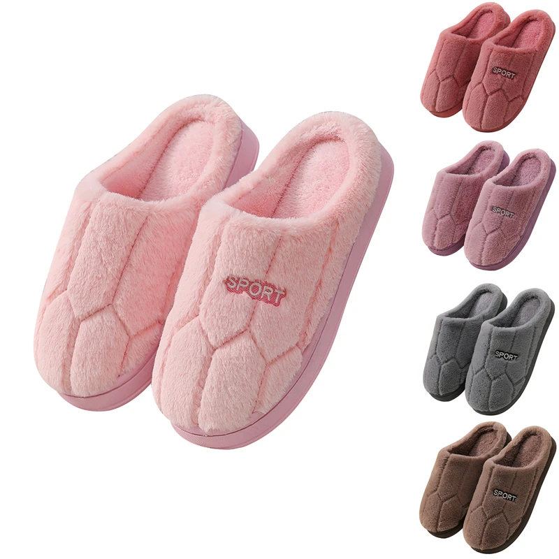

2021 Women Warm Home Plush Slippers Couples Solid Colors Warm Non-slip Floor House Slippers Indoor Shoes Man Floor