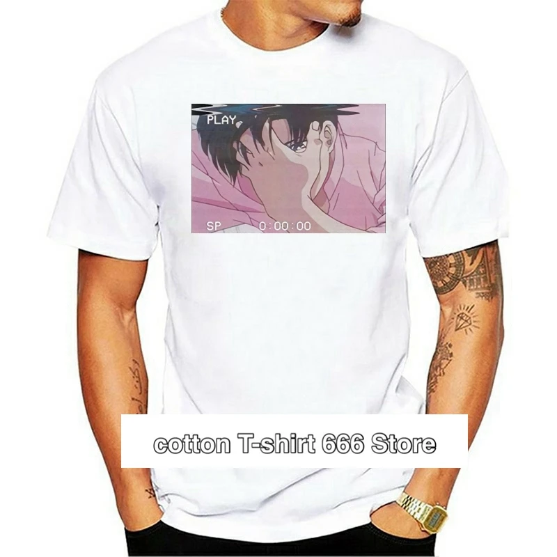 

Camiseta Retro de Anime para hombre, camiseta de манга corta, Vaporwave, 2021