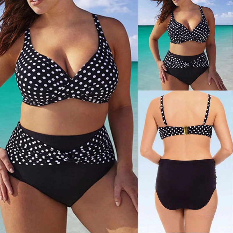 

2021 New Summer Women's Plus Large Size Bikinis Swimsuits Female Sexy High Waist Biquini Swimwear Bathing Suit 2-Piece Beachwear