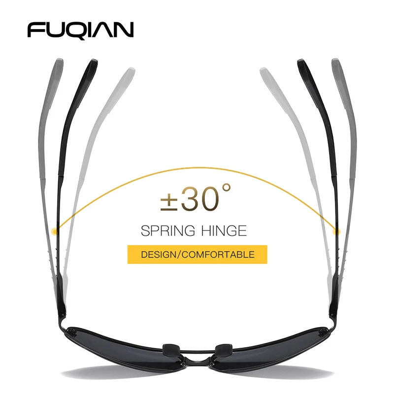 Мужские солнцезащитные очки FUQIAN винтажные поляризационные без оправы для