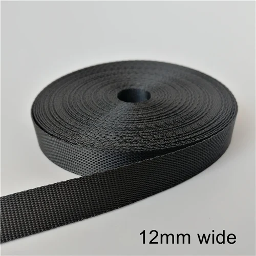 12mm wide 20meters 10 мм 12 мм лямки черные 20 метров полиэстер лямки ремень для пояса лямки лента для сумок плетеный ремень Рюкзак ремень - Цвет: 12mm wide 20meters