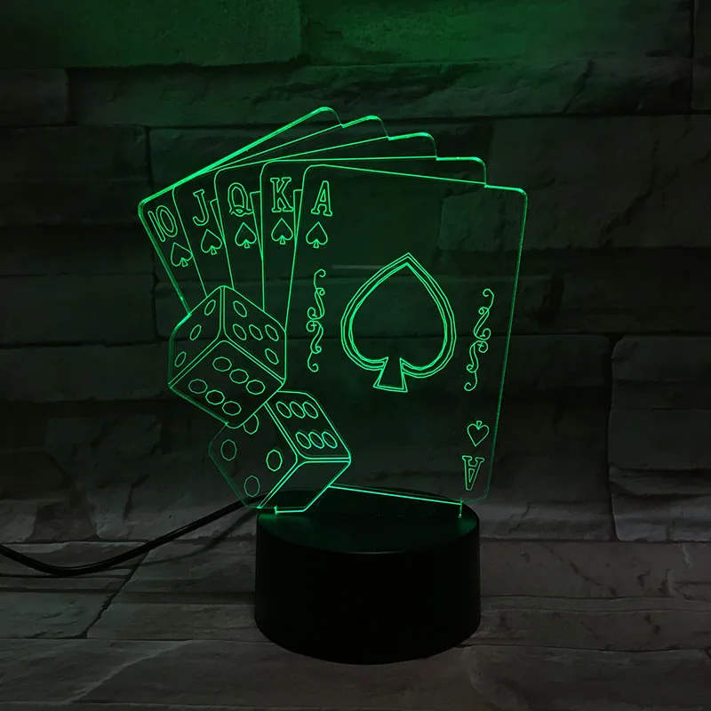 3D лампа Техасский Холдем игры в покер прекрасный подарок для подростка Батарея