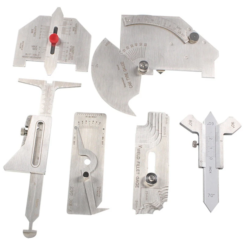 

6 шт Сварка Калибр сварного шва осмотр датчик сварного шва/Круглый угол/корона Тесты Размеры угол линейки Измерения Комплект Комбинации наб...