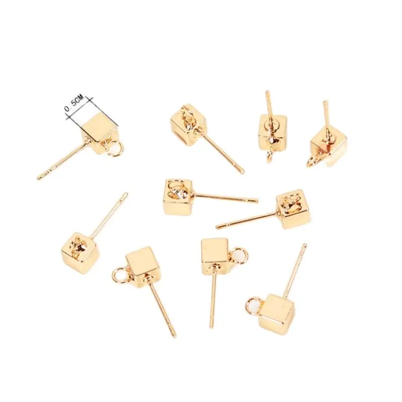 

10 шт., квадратные серьги-гвоздики с имитацией жемчуга, аксессуары для изготовления подвесных подвесок для женщин и девочек, ювелирные изделия DIY, оптовая продажа