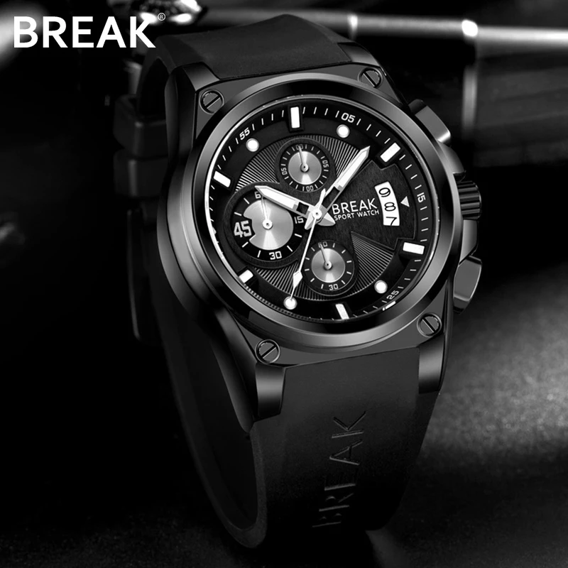 Часы хронограф мужские Кварцевые водонепроницаемые люксовые Брендовые