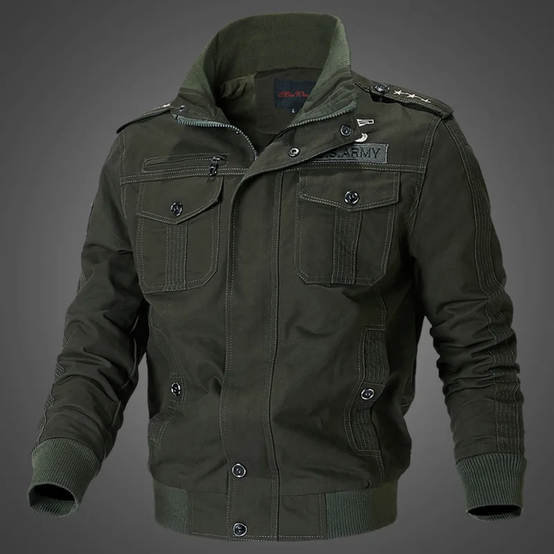

Military Army Bomber Jacket Men Spring Autumn Pilot Jackets Male Cotton Multi-pocket Men Fashion Casual Cargo Slim Jacket Coat
