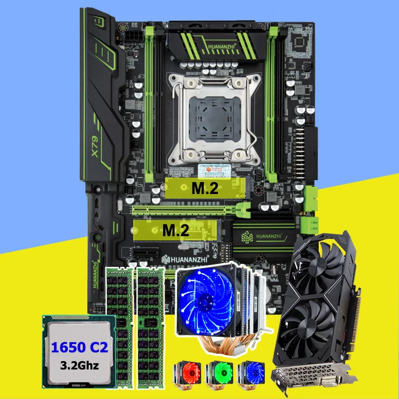HUANAN Чжи X79 Pro Материнская плата с двумя M.2 видео слот карты GTX1050Ti 4G Процессор Xeon E5 1650