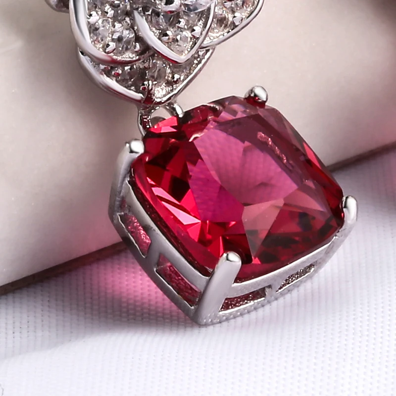 

Elegant 925 sterling silver ornaments camellia red zircon earrings stylish sweet bride wedding dress zircon earrings girl