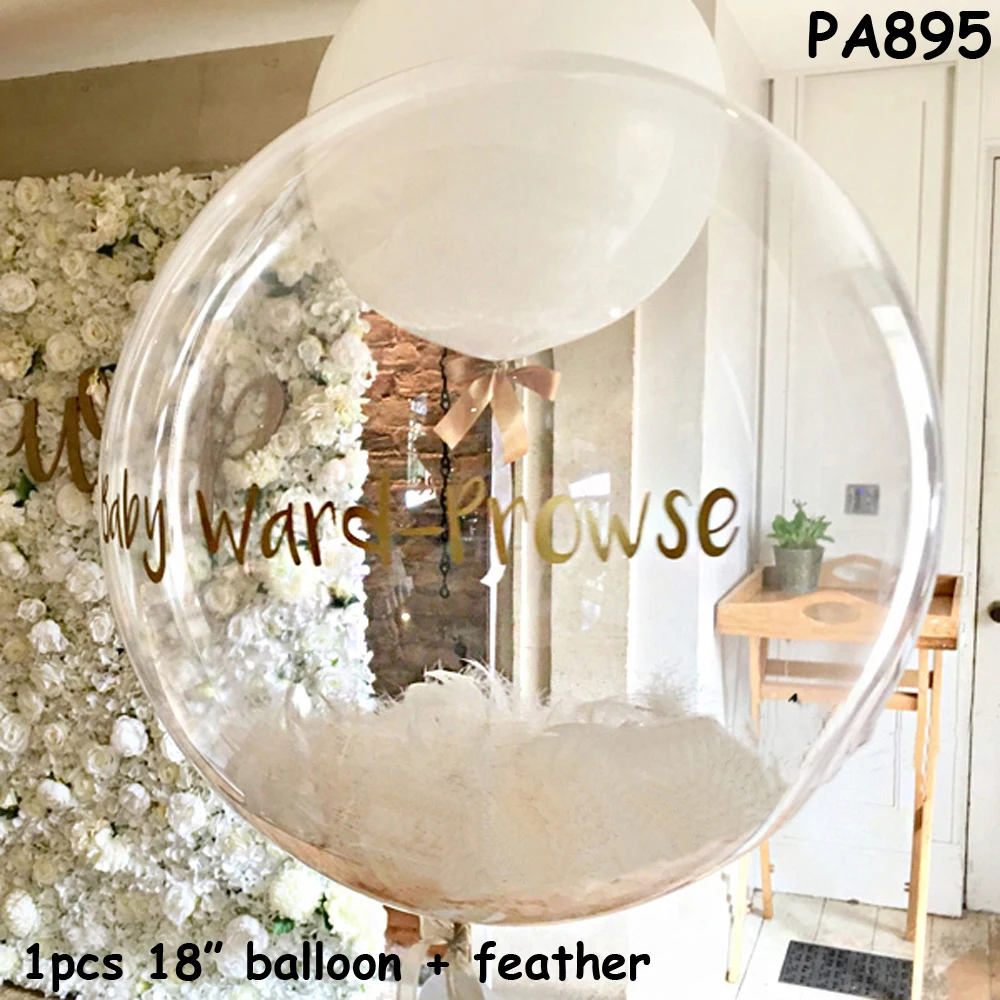 PA895 ballon feather Круглые надувные шары Прозрачные Свадебные перья на день рождения баллуоны вечерние украшения DIY подарки супер прозрачный гелий Bobo Globos - Цвет: PA895 ballon feather