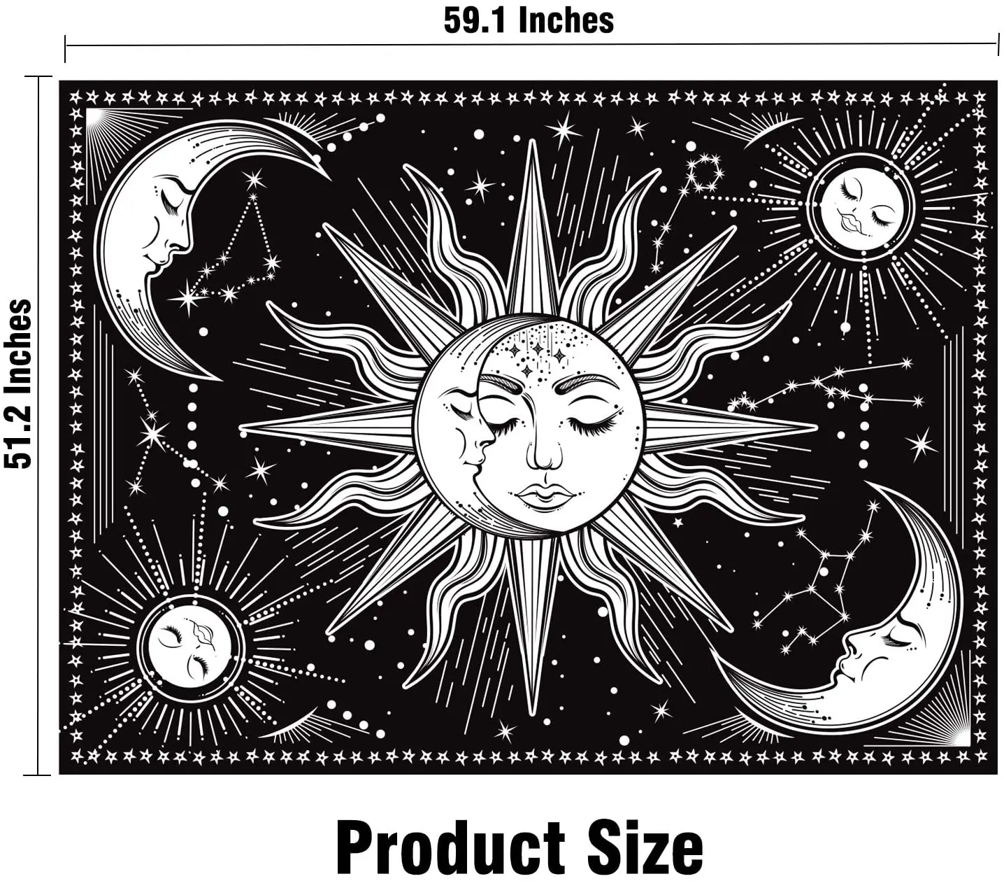 

LUCKYYJ Wall Tapestry - Black Tapestry Wall Hanging as Wall Art and Home Decor for Bedroom, Living Room, Dorm Decor