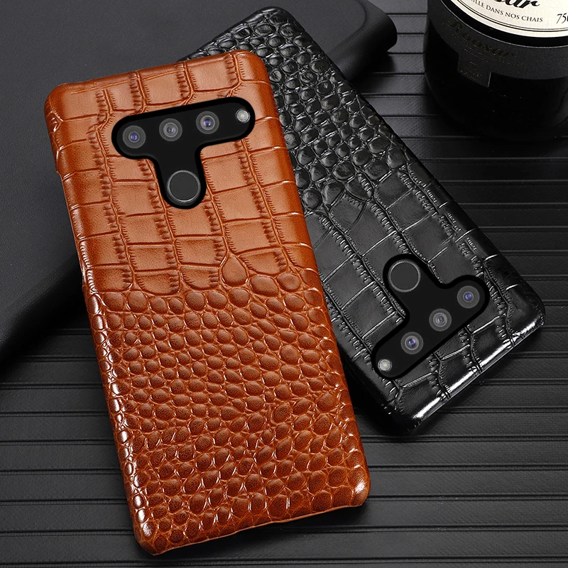 Кожаная искусственная кожа для LG V10 V20 V30 V30s V40 V50 G3 G4 G5 G6 G7 G8 G8s Q6 Q7 Q8 ThinQ Crcodile текстура