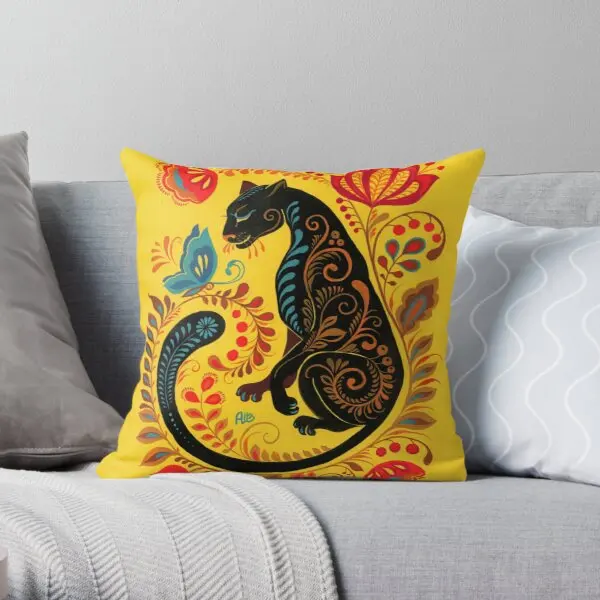 

Panther Butterfly Folk Art Printing Throw Pillow Cover Office Home Fashion Fashion Bedroom Anime Car Square Pillows not include