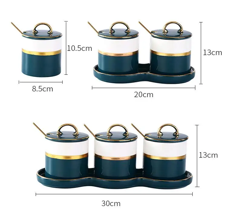 

Creative ceramic seasoning jar home seasoning bottle combination Phnom Penh white green salt pepper pot kitchen cooking tools