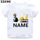 Футболка с именем на заказ футболка для мальчиков с изображением экскаватора на день рождения номер 1-9 Топы для маленьких девочек Забавный подарок, детская одежда подарок HKP2468