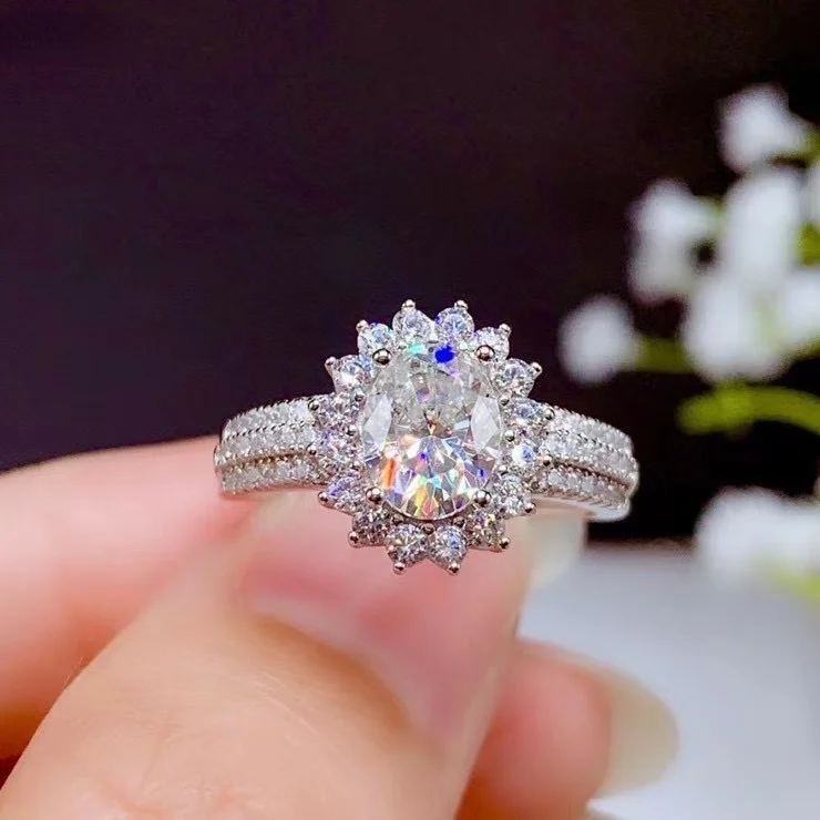 

moissanite gemstone ring for women jewelry engagement ring for wedding 925 silver ring birthday gift love Free Shipping