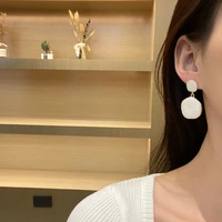 s925 needle trendy jewelry drop earrings popular style metal geometric with enamel white pink earrings for women gifts