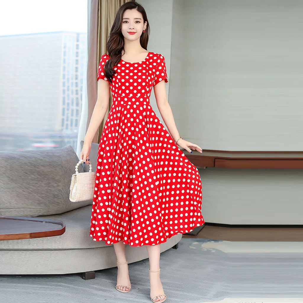 Женский летний сарафан повседневное элегантное платье в горошек с v образным
