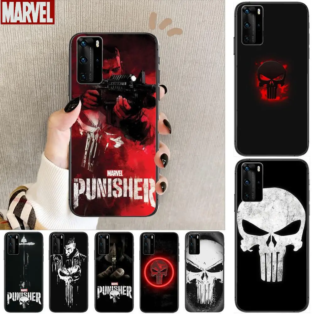 Чехол для телефона с карателем Marvel Huawei P40 p30 P20 10 9 8 Lite E Pro Plus черный чехол рисунком |