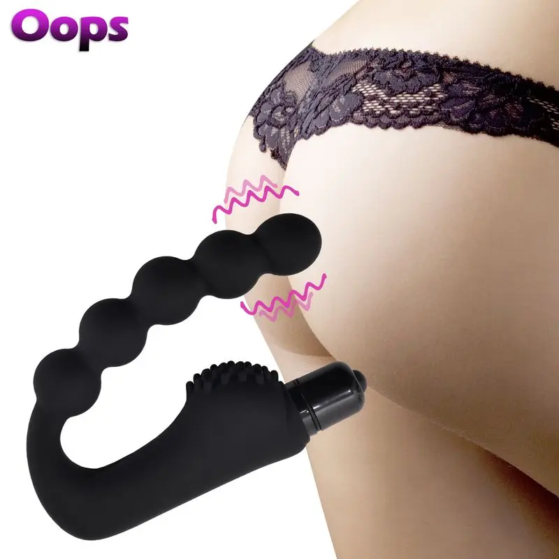 Силиконовые Анальная пробка вибратор бусины анальный массаж простаты гей