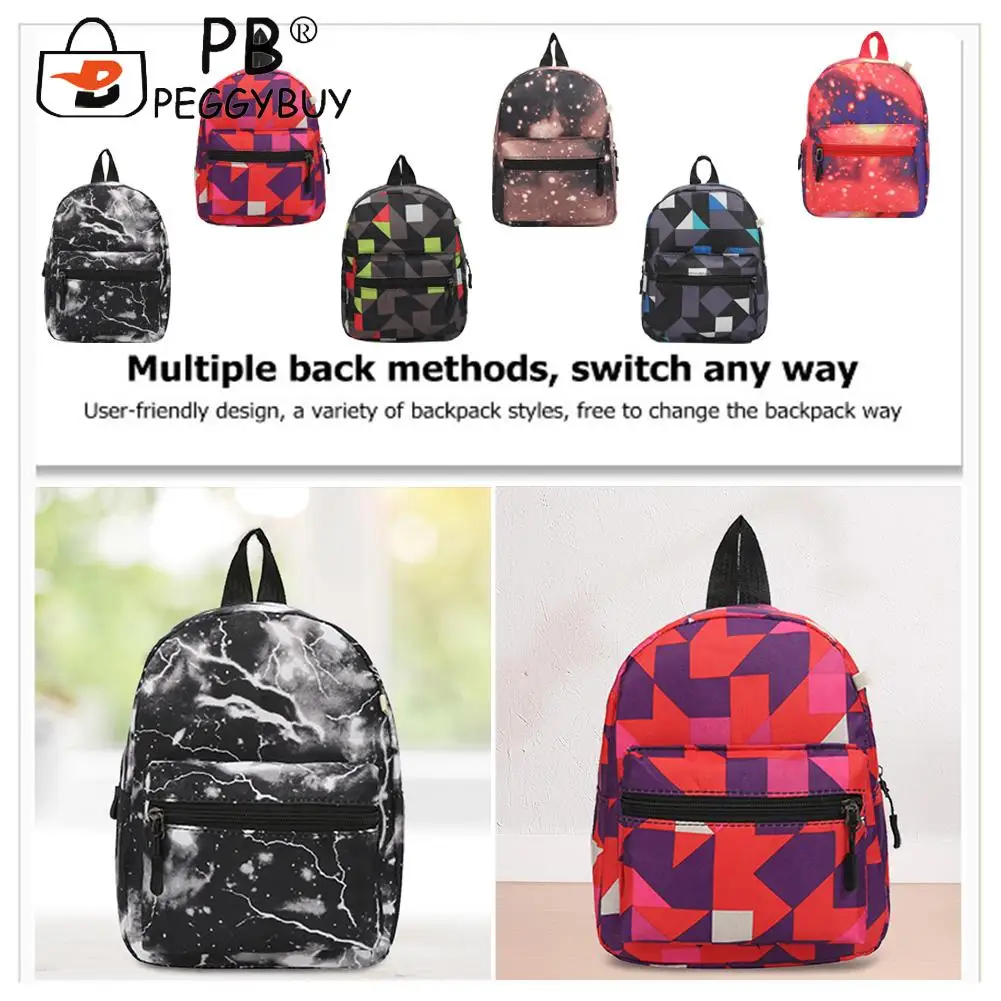 

New Vintage Print Canvas Backpack Preppy Starry Sky Geometry Style Casual Small Rucksack for Children Schoolbags