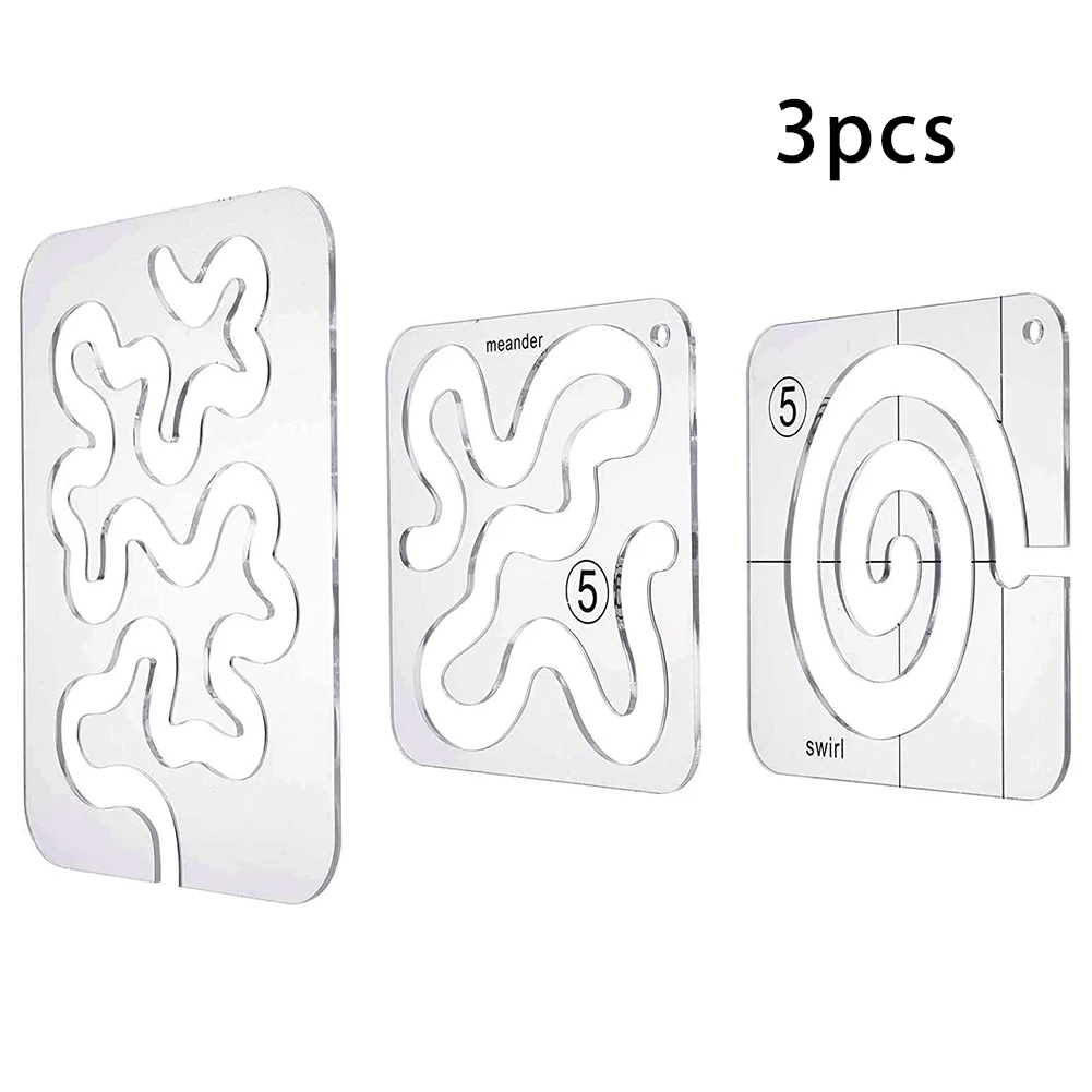 

Meander Quilting Templates Acrylic DIY Quilting Frames Quilting Rulers for Domestic Sewing Machine 3PCS