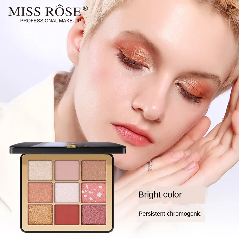 

Miss Rose Nine-color Pearlescent Matte Eye Shadow Ins Online Celebrity Makeup Natural Nude Earth Color Portable Eye Shadow Tray