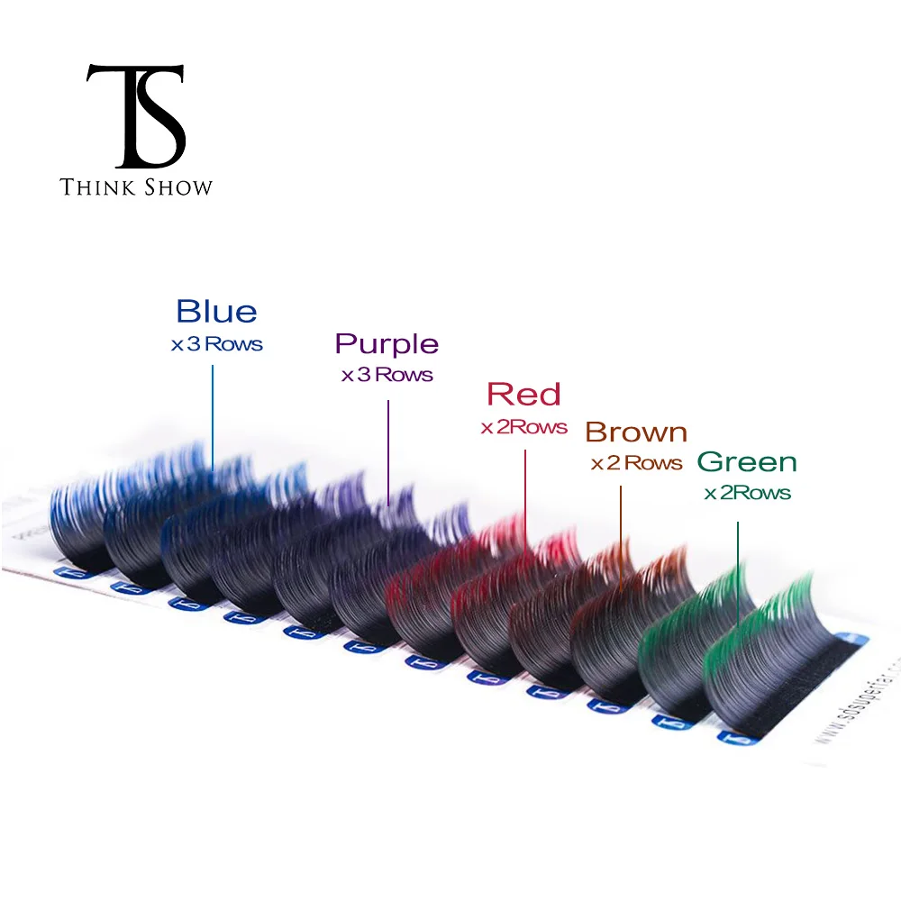 

THINKSHOW 0.07/0.10 mm Thickness Silk Volume Ombre Multi Color Eyelash Extension Natural and Soft Eyelash Extension Makeup Tools