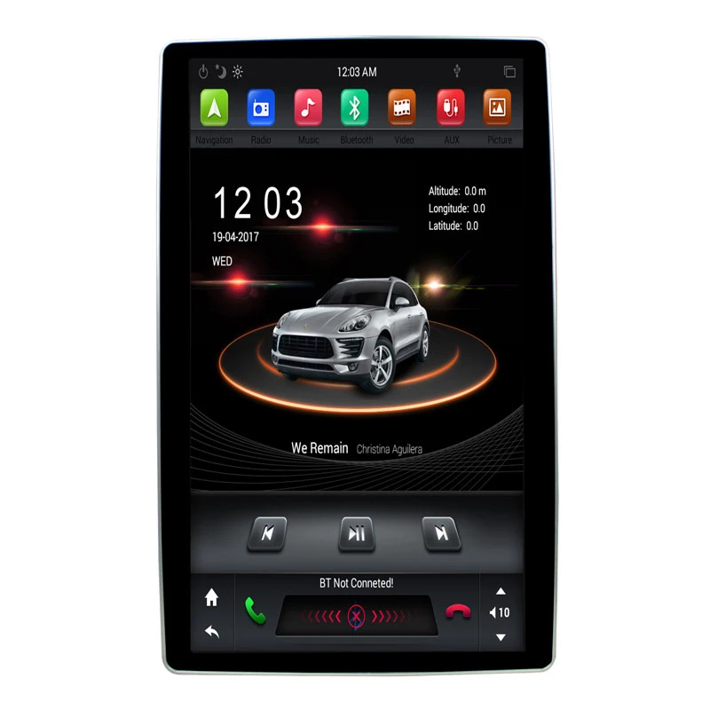Автомобиль 2 DIN 12 8 дюймов 6 Core Android 1 Tesla Стиль вращения IPS Экран автомобильный DVD GPS