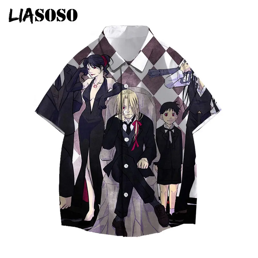 

Летняя мужская рубашка с коротким рукавом, в стиле японского аниме