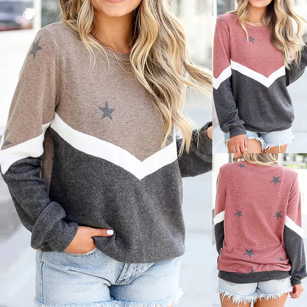 

Women Stripe Print Long Sleeve O-neck Casual Pullover Tops Sweatshirts Sudaderas Hoodies Moletom Feminino #G