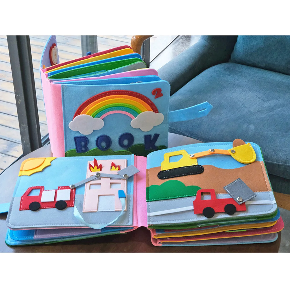 rainbow cloth book baby toys felt montessori book toddler educational toy for boys and girls practice hand early learning free global shipping