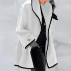 Зимний Открытый кардиган, женская верхняя одежда, цветное повседневное шерстяное пальто в стиле пэчворк с длинным рукавом, тренчкот, женское теплое облегающее длинное пальто