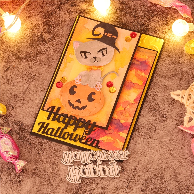 Штампы DiyArts для Хэллоуина металлические штампы с изображением тыквы кота