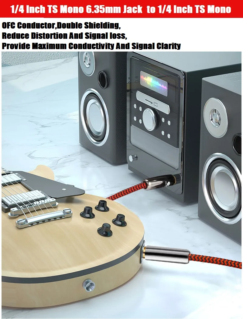 14 zoll ts mono stecker auf 635mm jack audio kabel für mixer konsole verstärker elektrische gitarre bass instrument geschirmt schnüre