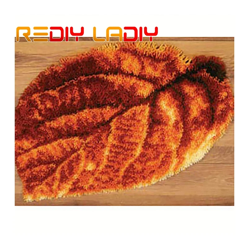 

Наборы крючков с защелкой, сделай свой собственный ковер, Осенний коврик для вязания крючком в виде листьев, коврик для поделок, акриловый к...