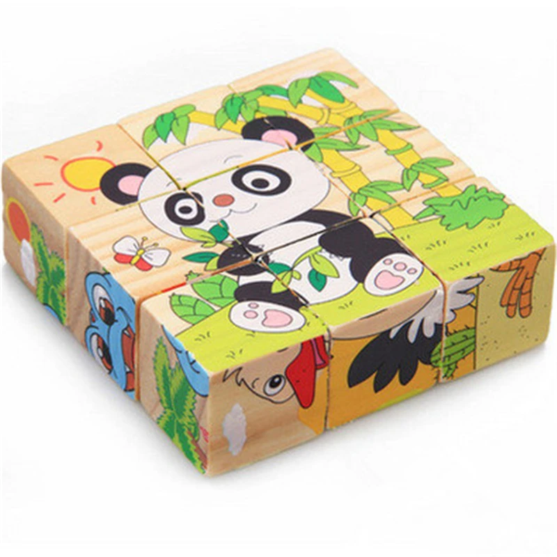

Wooden Six-Sided Animal Puzzle Early Education Puzzle Tool Intellectual Development Toys Parent-Child Interactive Jigsaw Game