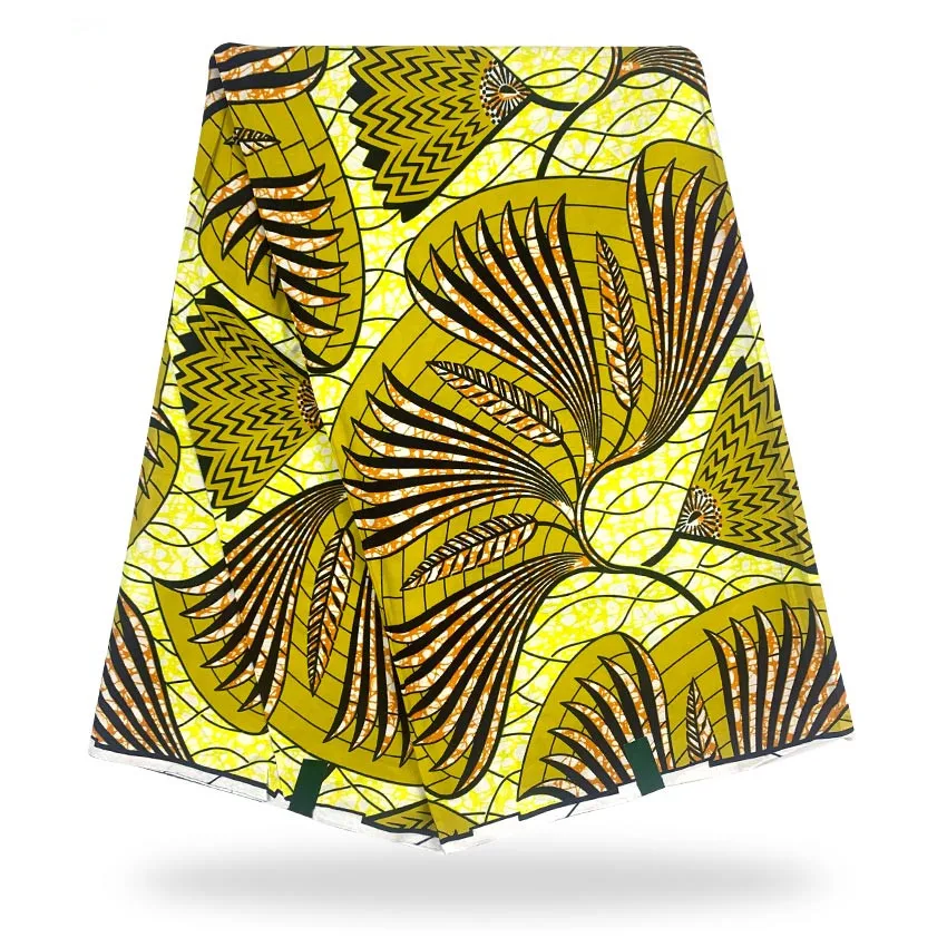 

Yellow Design Guaranteed Real Wax Print Fabric 100% Cotton Pagne Veritable Tissu Wax for Party Dress 6yards G1106-3
